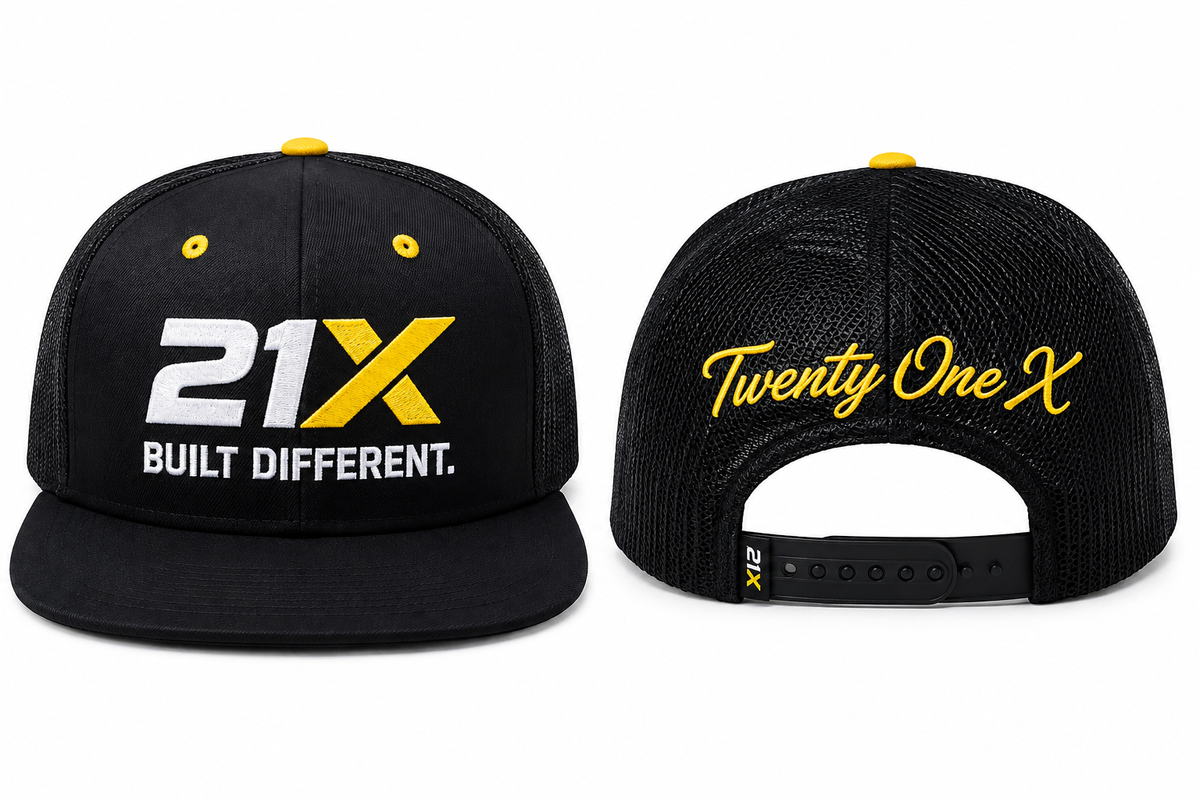 21X Built Different Trucker Hat – Black & Yellow